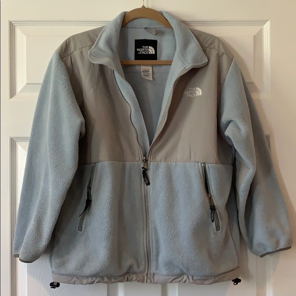 North Face Light Blue and Gray Fleece